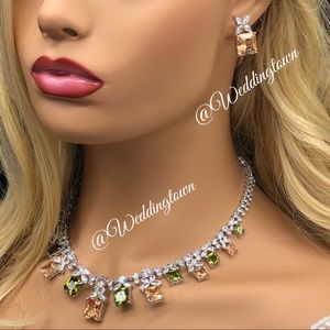 Bridal jewelry set swarovski princess flower